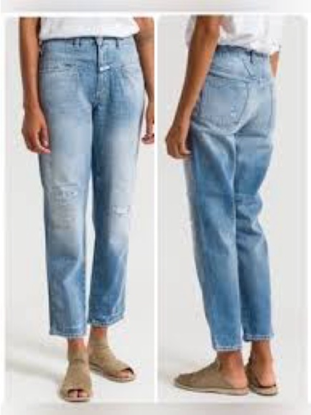 CLOSED Light Wash Blue Boyfriend Tapered Denim Jeans Designer 25 80’s 90’s Crop